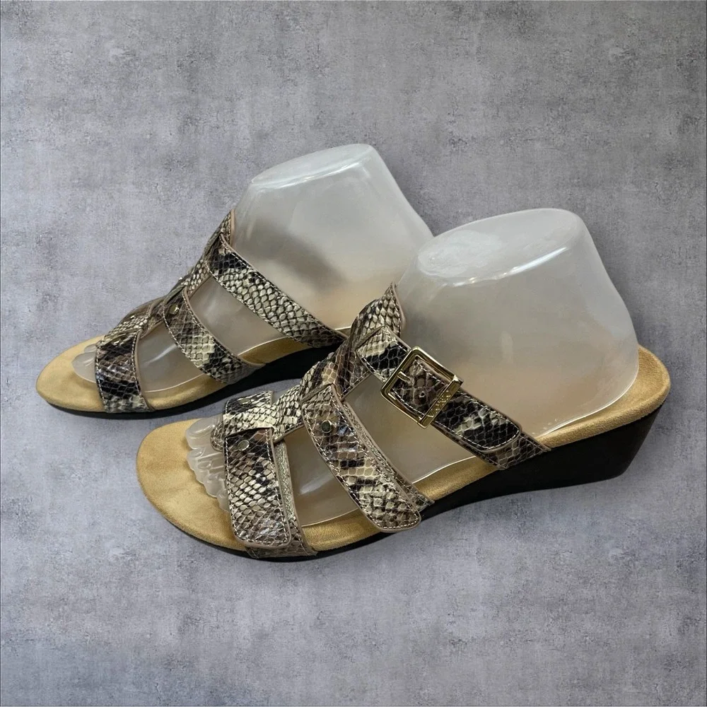 Vionic Radia Wedge Strappy Sandal Slide Shoes Womens 9‎   Snake Print Comfort